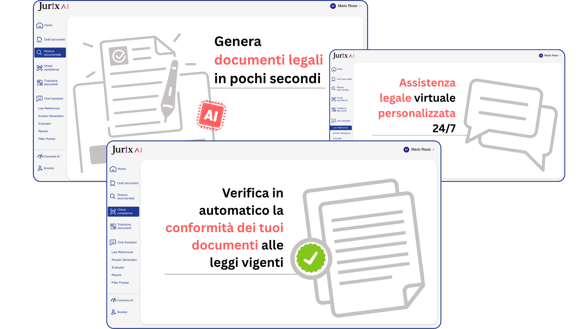 soluzione AI per aziende con intelligenza artificiale - ai per studi legali check compliance generazione di documenti traduttore ai